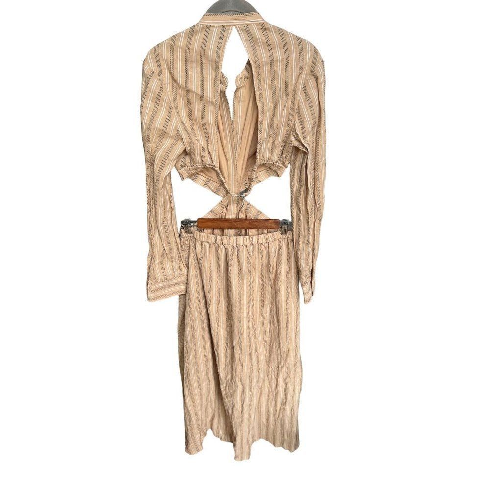 Anthropologie Tan Striped Maxi Dress - Picture 8 of 14